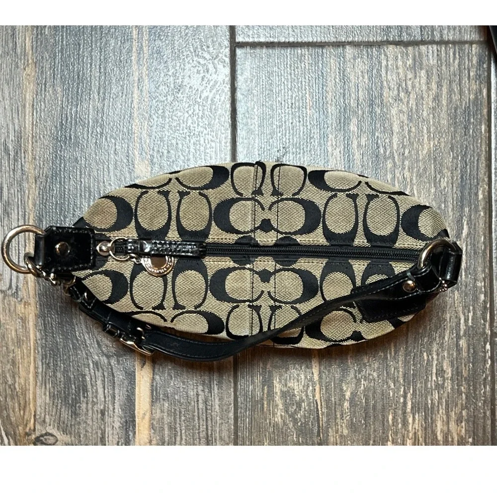 Coach Signature C‎ Canvas Legacy Trim Hobo Shoulder Bag Purse Cosmetic 41642 Y2K